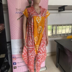 Yellow & Pink Mix Adire Romper